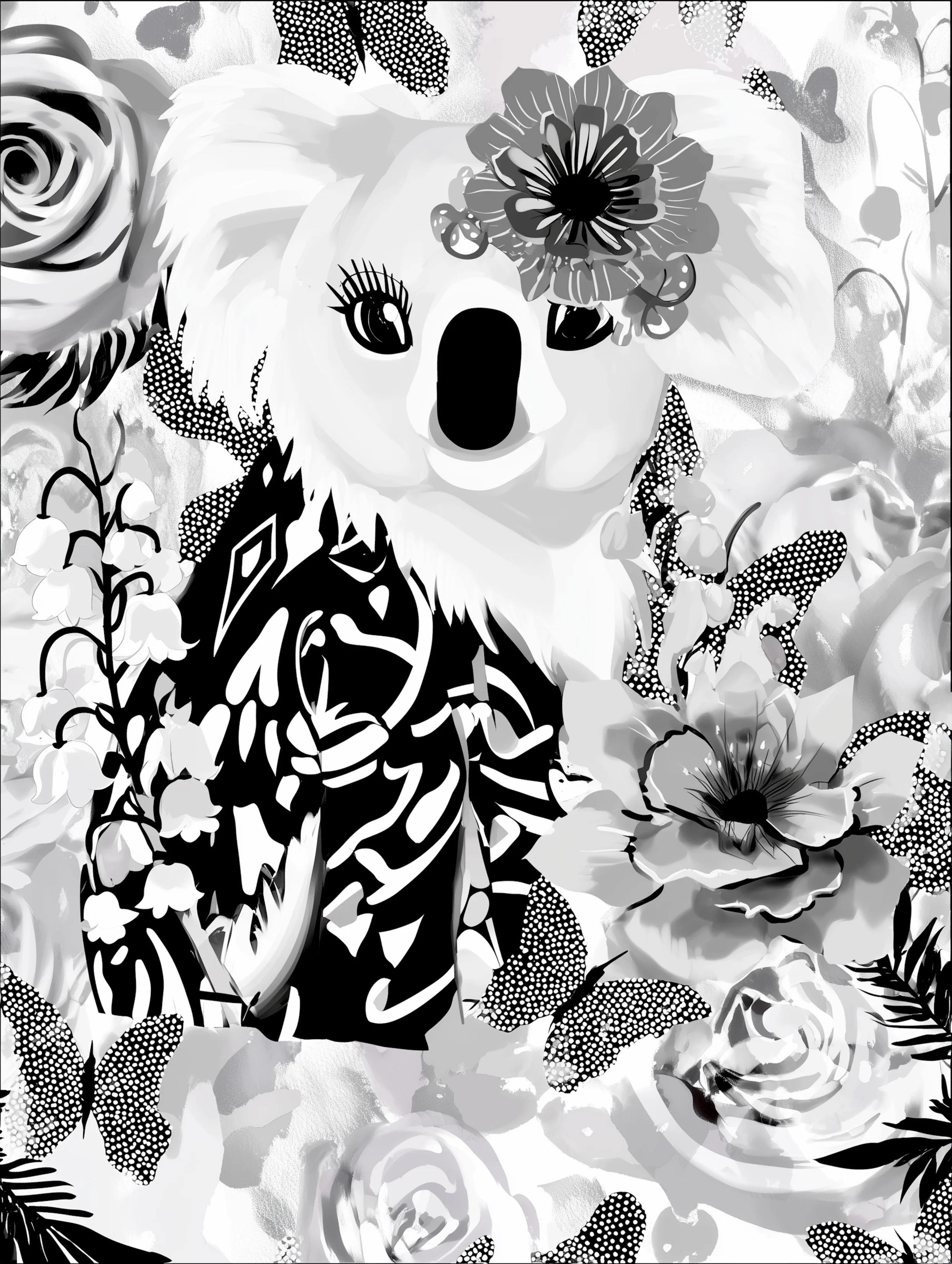 Free printable koala coloring page for adults featuring side view koala